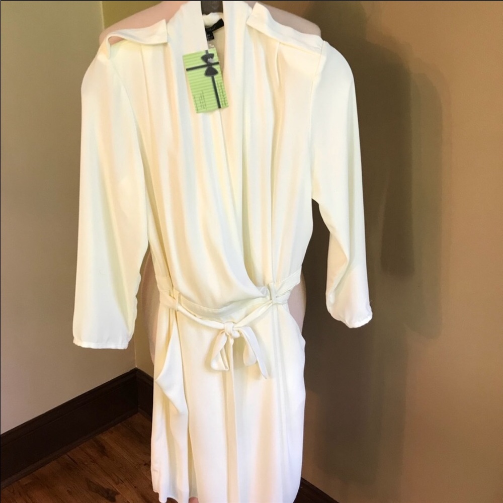 Winter white wrap dress with pockets